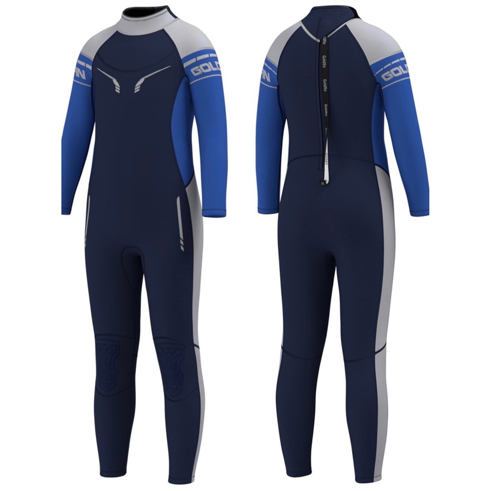 Goldfin Wetsuit Kids Youth 12 Blue Navy Full Body Back Zip Thermal Surf